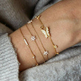 Bohemian Gold color Moon Leaf Crystal Opal Open Bracelet