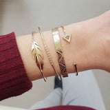 Bohemian Gold color Moon Leaf Crystal Opal Open Bracelet