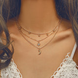 Multi Layered Moon Women Necklace Choker