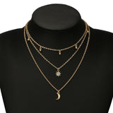 Multi Layered Moon Women Necklace Choker