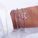 Crystal Leaves Geometric Chain Gold Bracelet Set