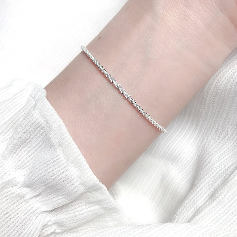 Thin stamped silver plated Shiny Chains Bracelet