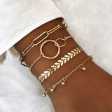 Boho Tassel Round Beads Bracelet Set