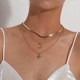 Vintage Bohemia Gold Coin letter Layered Chain Necklace