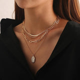 Vintage Bohemia Gold Coin letter Layered Chain Necklace