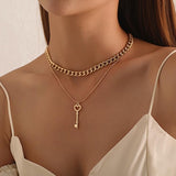Vintage Bohemia Gold Coin letter Layered Chain Necklace