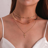Vintage Bohemia Gold Coin letter Layered Chain Necklace