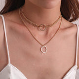 Vintage Bohemia Gold Coin letter Layered Chain Necklace