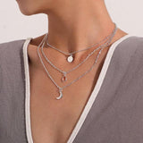 Vintage Bohemia Gold Coin letter Layered Chain Necklace