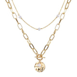Double Layer Chain Gold Color Choker Necklace