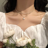 Simple Pearl Bead Chain Choker Necklace