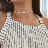 Simple Pearl Bead Chain Choker Necklace