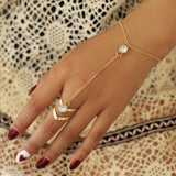 Gold Big Crystal Ring Bracelet