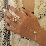 Gold Big Crystal Ring Bracelet