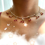 Red Cherry Crystal Tennis Chain