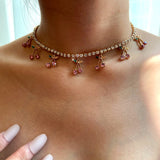 Red Cherry Crystal Tennis Chain