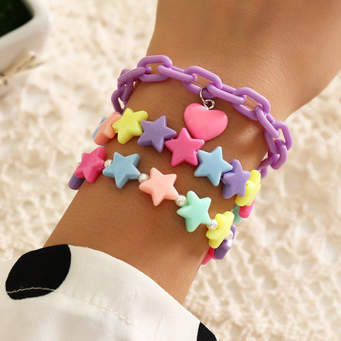 Fashion Candy Color Acrylic Stars Heart Charms