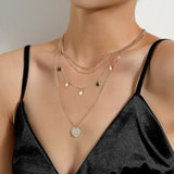 Vintage Bohemia Gold Coin letter Layered Chain Necklace