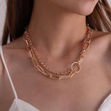 Vintage Bohemia Gold Coin letter Layered Chain Necklace