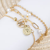 Geometric Chain Bracelets Set