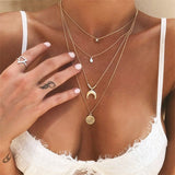 Vintage Multilayer Crystal Pendant Necklace