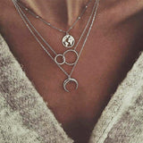 Vintage Multilayer Crystal Pendant Necklace