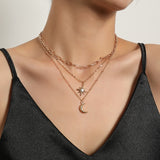 Vintage Bohemia Gold Coin letter Layered Chain Necklace