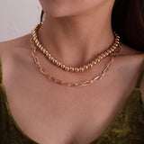 Vintage Bohemia Gold Coin letter Layered Chain Necklace