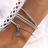 Bohemian Silver Color Tassel Round Bracelet