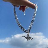 Metal Dinosaur Shape Pendant Chain Choker