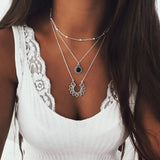 Multi Layered Moon Women Necklace Choker