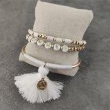 Boho Letter White Charm Bracelet