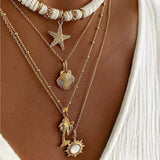 Soft Pottery Starfish Shell Pendant Necklace