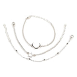 Simple Star Moon Bead Metal Bracelet