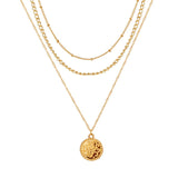 Multilevel Gold Silver Color Human Head Coin Pendant Necklaces