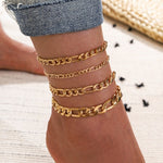 Vintage Bohemian Gold Color Chain Anklets