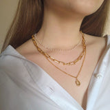 Vintage Multilayer Crystal Pendant Necklace