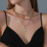 Vintage Bohemia Gold Coin letter Layered Chain Necklace