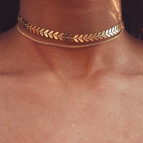 Chain Choker Two Layers Necklaces