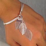 Gold Wire Mesh Hollow Heart Leaf Bracelet