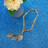 Gold Wire Mesh Hollow Heart Leaf Bracelet