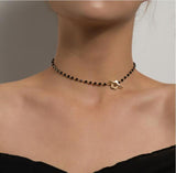 Simple Pearl Bead Chain Choker Necklace