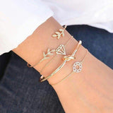Leaf Knot Hand Cuff Link Chain Charm Bracelet