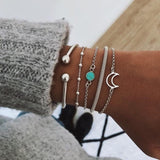Lotus Bead Round Gem Chain  Bracelet