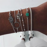 Lotus Bead Round Gem Chain  Bracelet